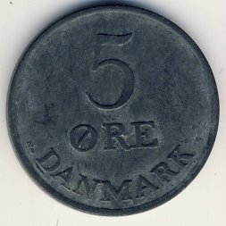 Дания 5 эре 1954 год - Король Фредерик IX