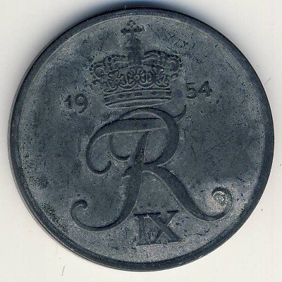 Дания 5 эре 1954 год - Король Фредерик IX