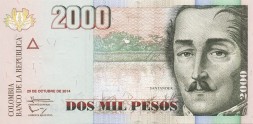 Колумбия 2000 песо 2014 год - Франсиско Сантандер