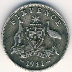 Австралия 6 пенсов 1941 год