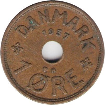 Дания 1 эре 1937 год