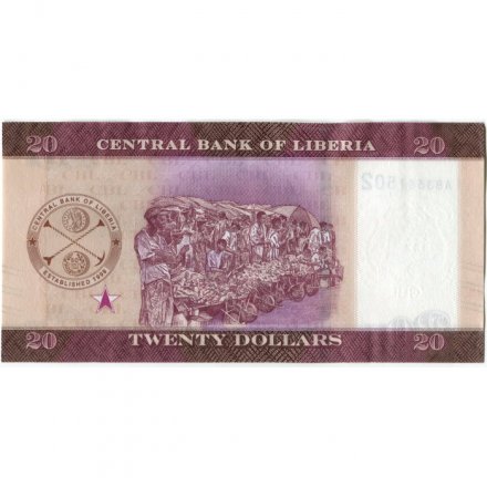 Либерия 20 долларов 2022 год - Уильям Табмен. Рынок aUNC