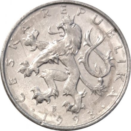 Чехия 50 геллеров 1993 год - Отметка монетного двора: &quot;b’&quot; (b с короной) - Яблонец-над-Нисой, Чехия