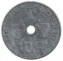 Бельгия 10 сантимов 1942 год BELGIE - BELGIQUE