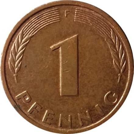 ФРГ 1 пфенниг 1996 год - F