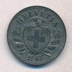 Швейцария 2 раппена 1943 год