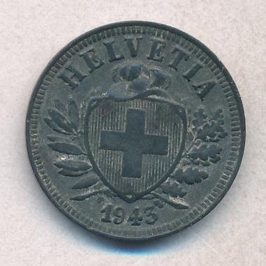 Швейцария 2 раппена 1943 год
