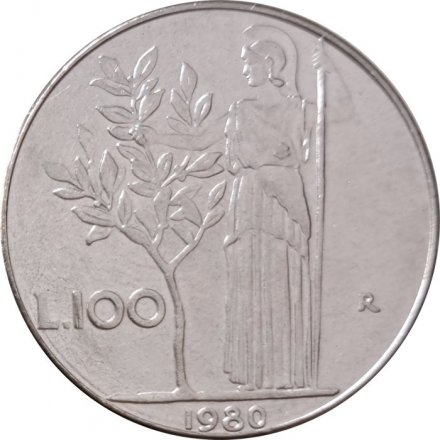 Италия 100 лир 1980 год - Минерва