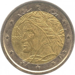 Италия 2 евро 2002 год - Данте Алигьери
