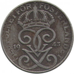 Швеция 1 эре 1945 год - Король Густав V