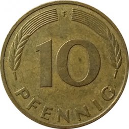 ФРГ 10 пфеннигов 1987 год - F