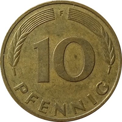 ФРГ 10 пфеннигов 1987 год - F