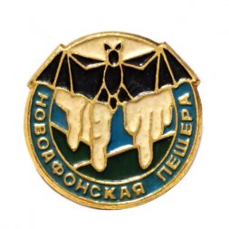 Значок Новоафонская пещера. Летучая мышь. Сталактиты