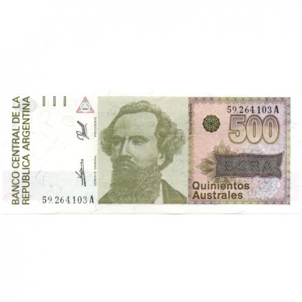Аргентина 500 аустралей 1990 год - Николас Авельянеда. Прогресс &quot;Liberty (Progreso)&quot; UNC