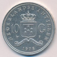 Монета Антильские острова 10 гульденов 1978 год - 150 лет банку Нидерландских Антилл