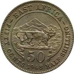 Монета Восточная Африка 50 центов 1948 год