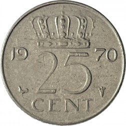 Нидерланды 25 центов 1970 год