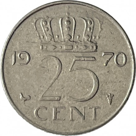 Нидерланды 25 центов 1970 год