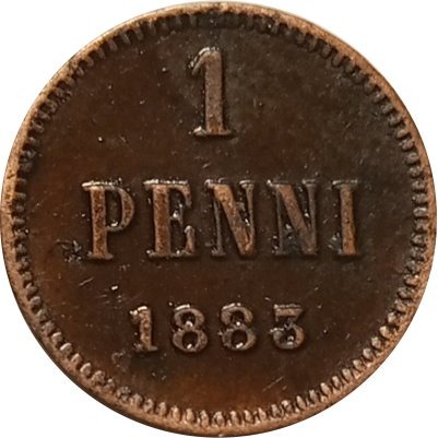 Финляндия 1 пенни 1883 год - Александр III - XF-