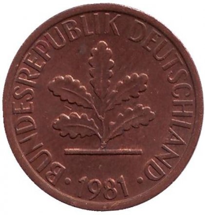 ФРГ 1 пфенниг 1981 год (G)
