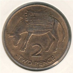 Монета Остров Святой Елены и острова Вознесения 2 пенса 1991 год - Осёл