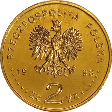 Польша 2 злотых 1998 год - 100-летие открытия полония и радия