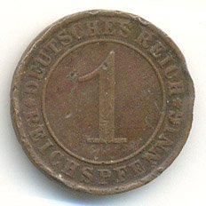 Германия 1 рейхспфенниг 1932 год