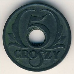 Польша 5 грошей 1939 год