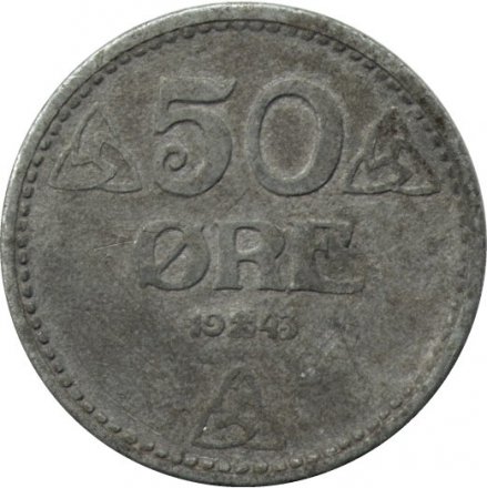 Норвегия 50 эре 1943 год