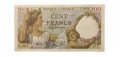 Франция 100 франков 1940 год - след от степлера - F-VF