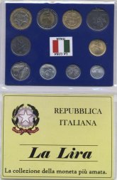 Набор из 10 монет Италия 1954 - 1997 год