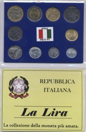 Набор из 10 монет Италия 1954 - 1997 год