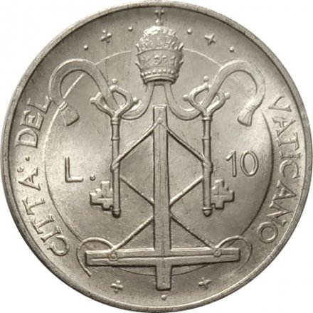 Ватикан 10 лир 1967 год - Папа Павел VI