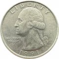 США 25 центов (1/4 доллара) 1991 год - Джордж Вашингтон (D)