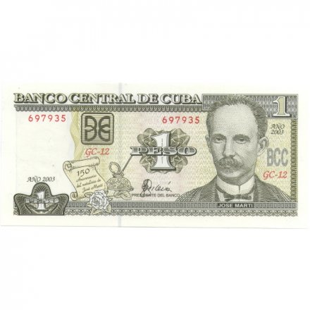 Куба 1 песо 2003 год - Хосе Марти UNC