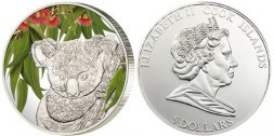 Острова Кука 5 долларов 2011 год - Коала