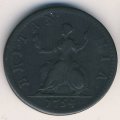 Великобритания 1 фартинг 1754 год