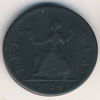 Великобритания 1 фартинг 1754 год
