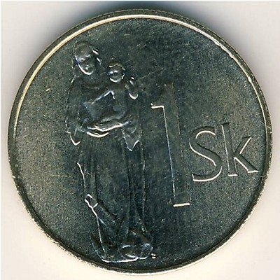 Словакия 1 крона 2007 год - Дева Мария с младенцем