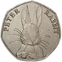 Великобритания 50 пенсов 2016 год - 150 лет со дня рождения Беатрис Поттер, Кролик Питер aUNC