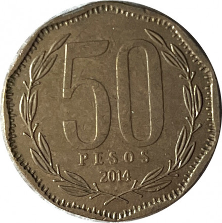 Чили 50 песо 2014 год