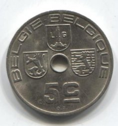 Бельгия 5 сантимов 1939 год (BELGIE-BELGIQUE)