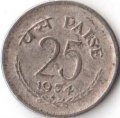 Индия 25 пайс 1974 год