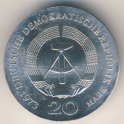 ГДР 20 марок 1973 год - 60 лет со дня смерти Августа Бебеля