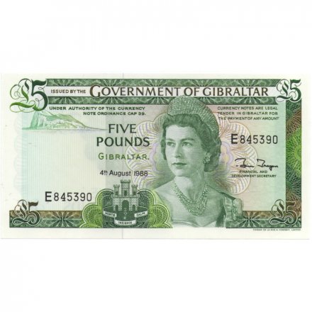 Гибралтар 5 фунтов 1988 год - Елизавета II UNC