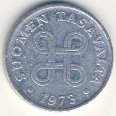 Финляндия 1 пенни 1973 год - Крест святого Иоанна
