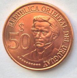 Уругвай 50 песо 2011 - 200 лет независимости. Хосе Хервасио Артигас