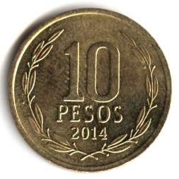 Чили 10 песо 2014 год