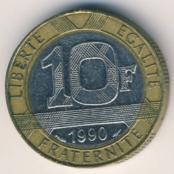 Монета Франция 10 франков 1990 год - Гений Свободы