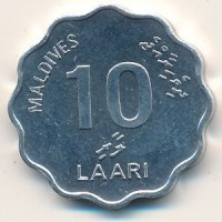 Монета Мальдивы 10 лаари 2007 год